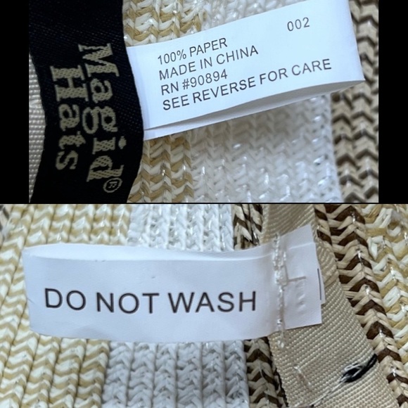 Magid Floppy Wide Brim Woven Paper Sun Hat Size 23 Large Straw Tan Brown Stripe - Picture 10 of 10